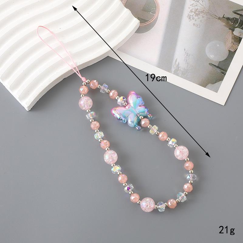 Korean Love Heart Beaded Phone Chain & Keychain Set for Women