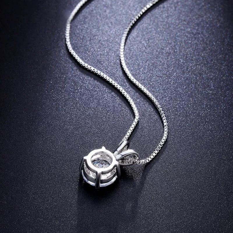 Women Zircon Crystal Pendant Necklace Dainty Elegant Jewelry Birthday Party Gift Accessory