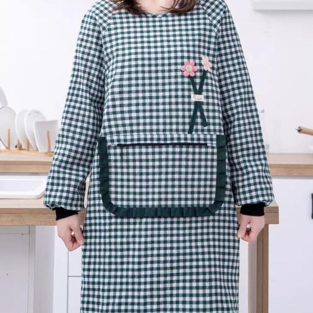 Stain-proof Kitchen Cooking Apron Waterproof Catering Work Clothes Long-sleeved Apron Baking
