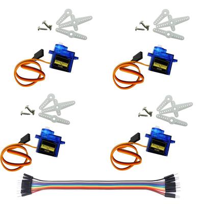 YFFSFDC 4pcs SG90 9g Micro Servo Motors 180° Control for RC Robots, Helicopters, Airplanes, Cars, Boats, and Robots with Cables for DIY Electronics,