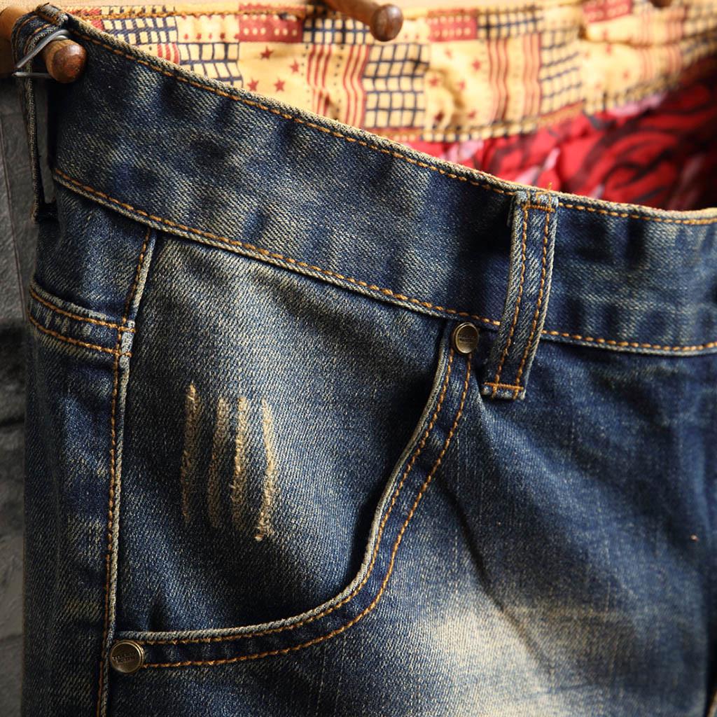 Pánské ležérní a volné šortky s prošíváním s rozbitou dírkou Charakteristické pro nohy džínové šortky