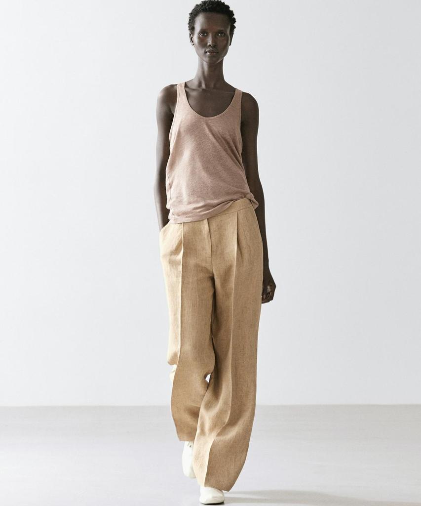 Masimodutti Dart Detail Linen Fluid Pants