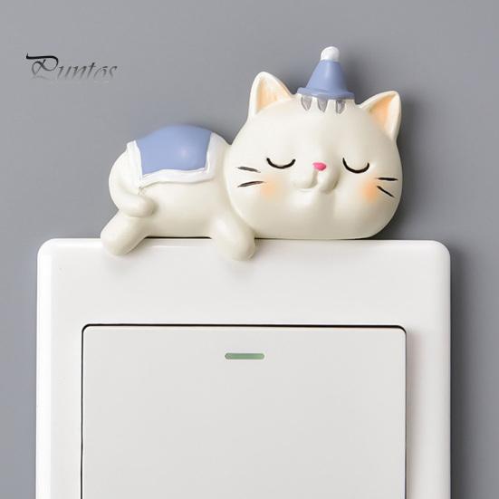 Home Atmosphere Decoration Cute Cat Light Switch Sticker, Adorable Kitten Wall Self?Adhesive Socket Panel Easy Install Patch Cover Decor,