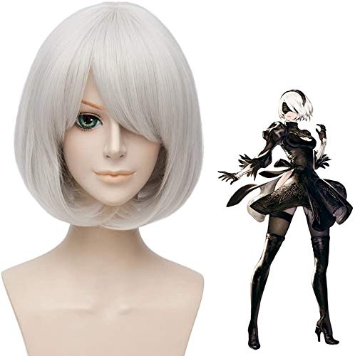 Eileen NieR: Automata 2B YoRHa Nr. 2 Cosplay-Perücken Typ B, Perfekt für Schulfeste, Halloween, Weihnachten und Kulturfeste