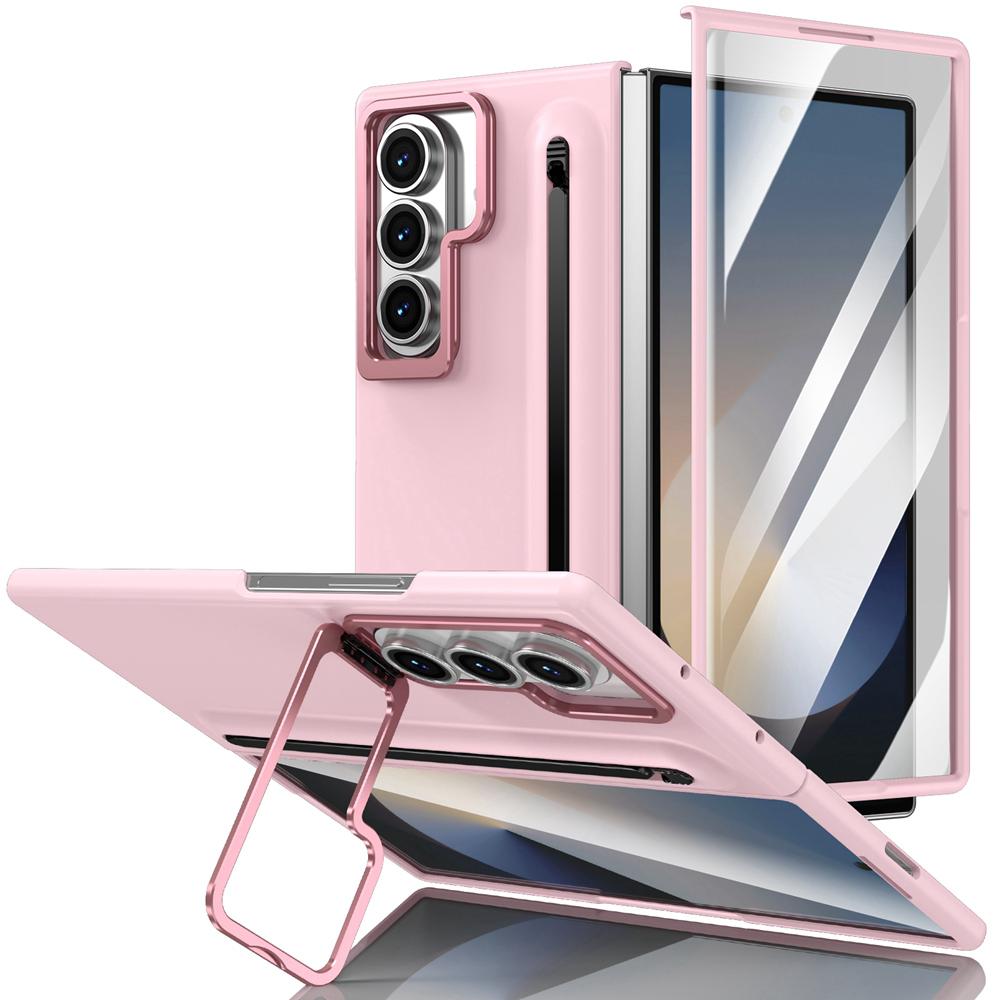Luxury Multifunctional Lens Holder Touch Pen Case for Samsung Galaxy Z Fold 7 6 5 4 Shockproof Built-in Glass Screen Film Cover
