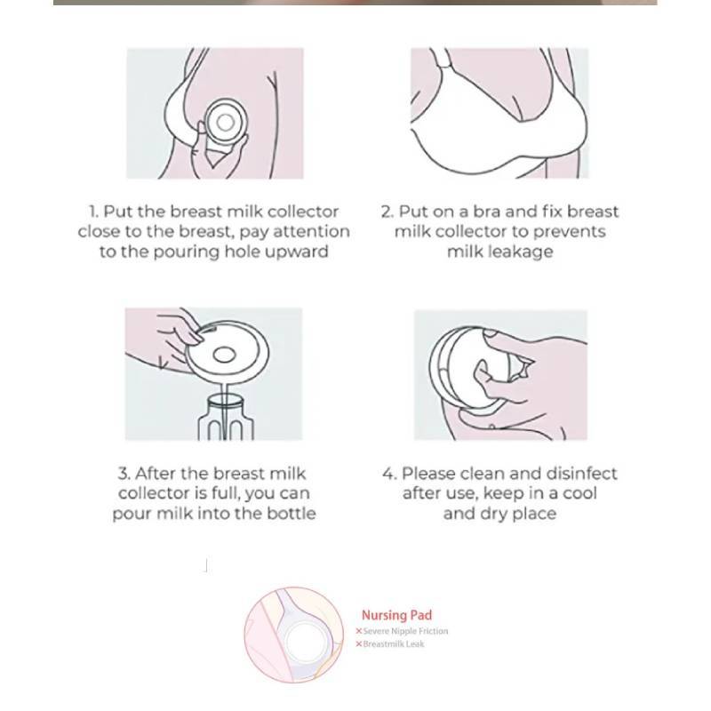 Breastfeeding Milk Collector With Waterproof Silicone For Handsfree Nursing And Leak Prevention