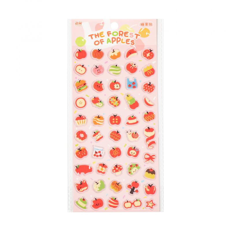 1 Blatt Apfel-Element Süßigkeiten-Stil Sticker, Süßer Dekorations-Sticker zur Journal-Verschönerung & Gegenstands-Dekoration