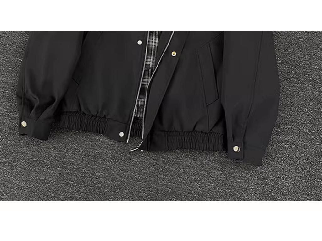 Men's Retro Plaid Patchwork Flight Jacket - Brown Casual Baseball Style
