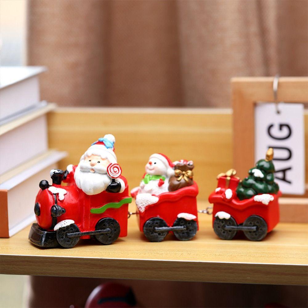 Resin Santa Claus Train Statue Cute Miniature Figurine Sculpture  Birthday