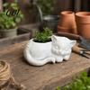 Artistic Cat Plant Holder 3D Printed Sleeping Flowerpot, Mini Desktop Planter, Gift for Lovers Decorative Succulents Small Green Plants Planter