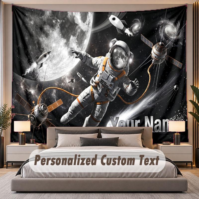 Astronaut Space (126) Theme Personalized Tapestry Custom Name Text Wall Hanging Tapestry Home Background Decoration