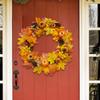 Fall Wreaths For Front Door Halloween Wreath With Pumpkin Maple Leaves Artificial 17 Inch Party Decorations For Indoor Outdoor