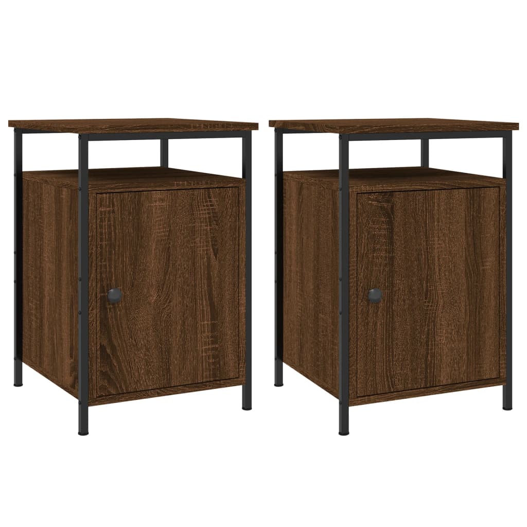 Nightstands (2 Pcs) Brown Oak Look 40 X 42 X 60 Cm Engineered Wood