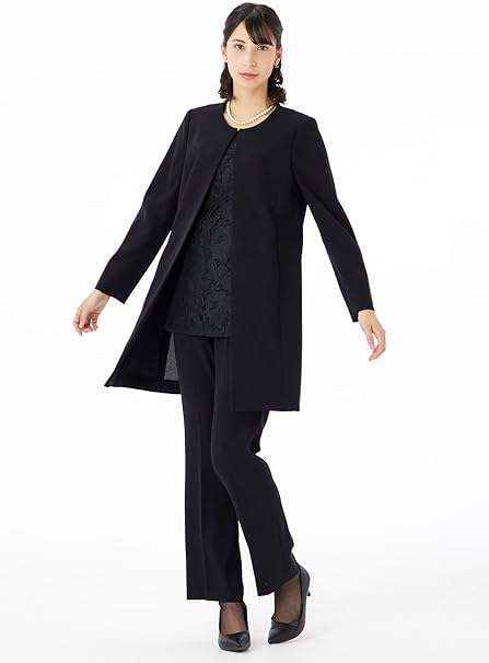 Du Amour Du Black Mourning Black Formal Pants Long Body Open Ceremonial Occasions ADB910 11 [Amour Black] Clothes, Women's, Suit, Jacket, Ensemble,