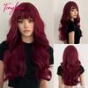 Light Pink Long Wavy Cosplay Synthetic Hair Wigs with Bangs for White Women Afro Lolita Water Wave Halloween Heat Reisitant Wig