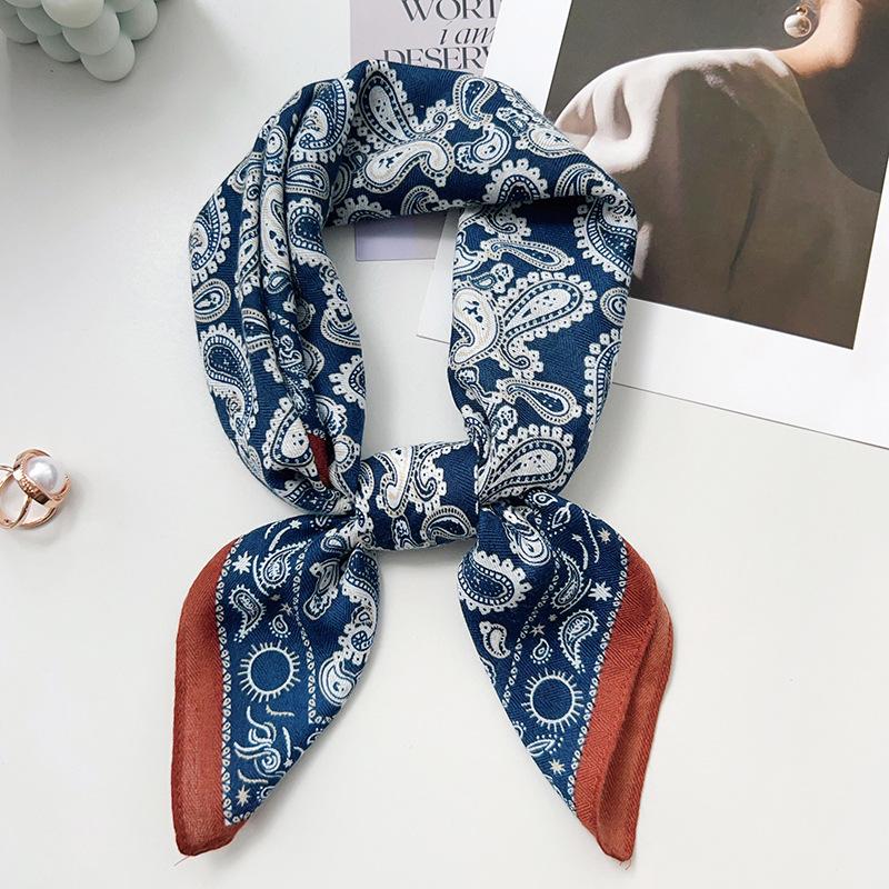 Korean version of herringbone pattern cashew flower small square scarf silk scarf women's spring and autumn scarf fashion matching shirt suit scar
