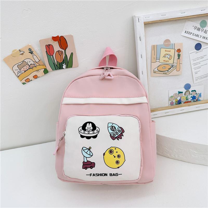 Adorable Nylon Kids Backpack Cute Geometric Pattern For School Use