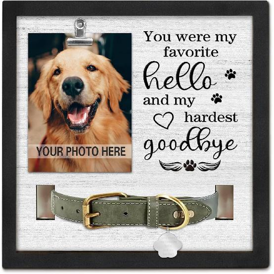 Pet Loss Gift, Memorial Sympathy Gifts for Loss of Dog, Pet Memorial Frame with Collar Holder, Cat Memorial Gift, My Hardest Goodbye