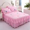 3pcs Printed Ruffled Soft And Comfortable Breathable Bed Skirt Set ,Bed Skirt, Bedspread, Bed Cover, Mattress Protector