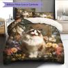 Ragdoll Cat and Fresh Flowers Pattern Bedding Home Decoration Birthday Gift (1 * Duvet Cover + 2 * Pillowcase, Without Core)