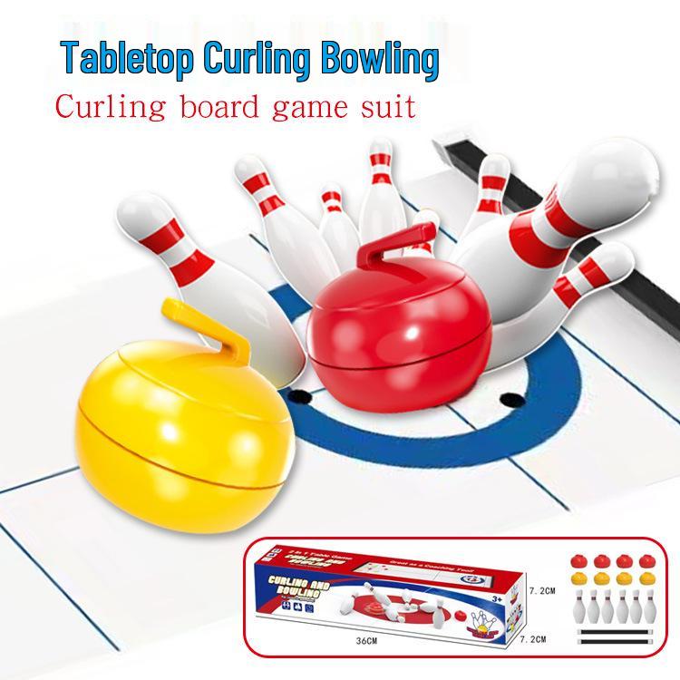 Ice Curling & Bowling 2-in-1 Mini Tabletop Game Set Standard Size
