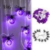 DIY Halloween Atmosphere Lamps 10/20FT String Light, Battery Powered Purple LED Large Spider/Bat Garland, Spooky Small Spider Light Strands