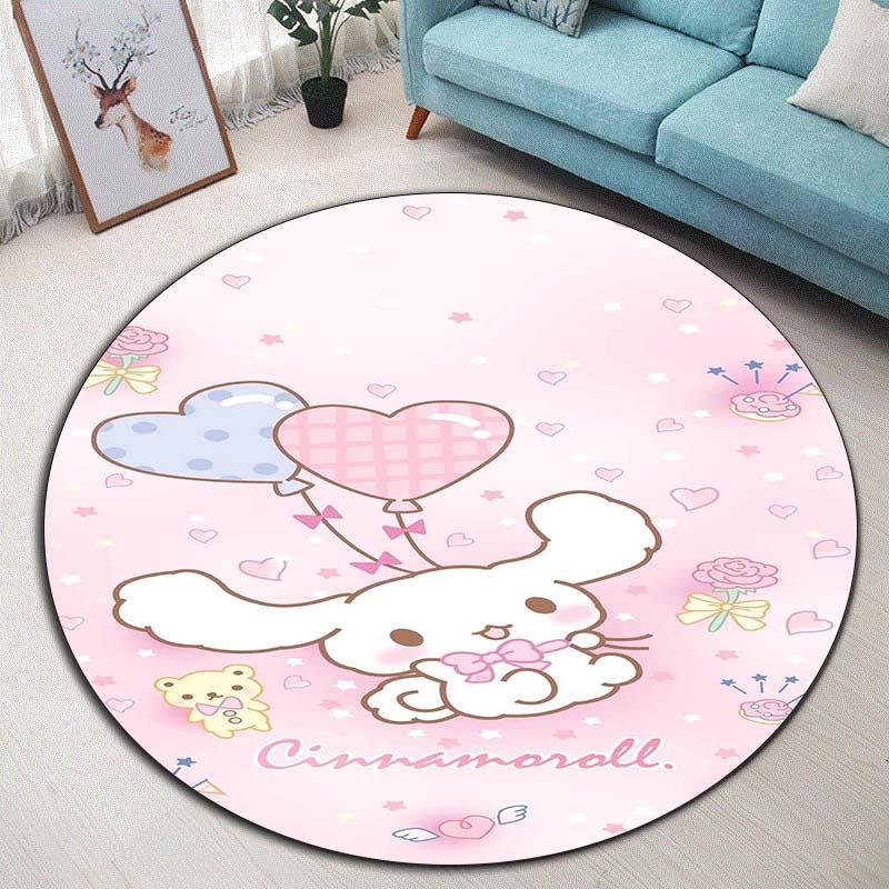 The My Melody and Cinnamoroll Cartoon Round Rug Can Be Used To Decorate Living Rooms, Bedrooms, Sofas, and Playrooms;
