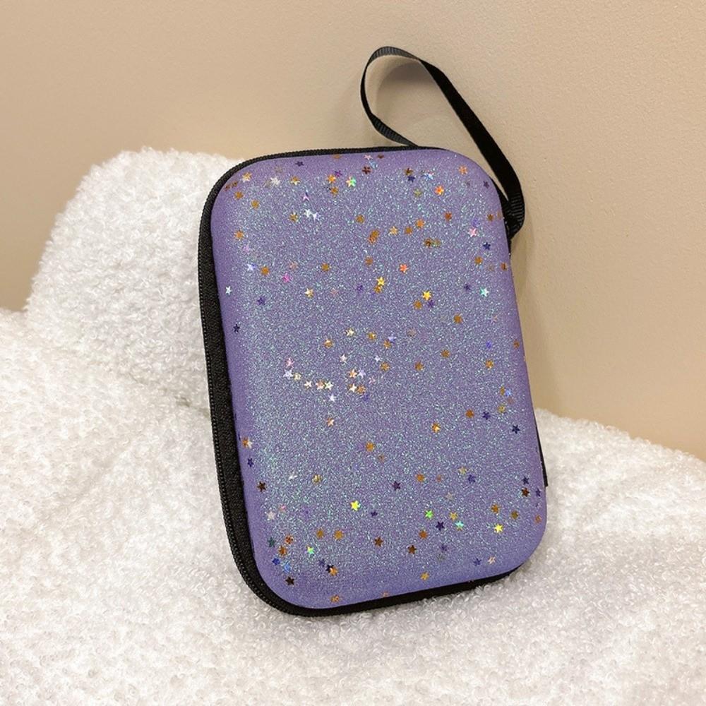 

Creative Sparkling Pink Storage Bags Multifunctional Portable Zipper Bag Convenient Hard Shell Bag Headphone Data Cable