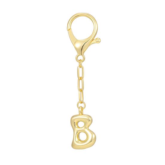 Letter Keychain Mini 3D Alphabet Charm Matte Glossy Golden Plating Key Chain with Lobster Clasp Bags Keys Bracelets Accessories