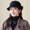 Autumn and Winter Basin Hat Retro Hepburn Style Bow Bucket Hat Ladies Elegant Woolen Fashion Basin Hat