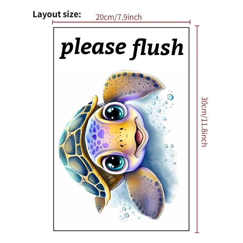 Turtle Wall Sticker for Kids Bathroom Self-Adhesive Vinyl Splash-proof Durable Toilet Decor A1