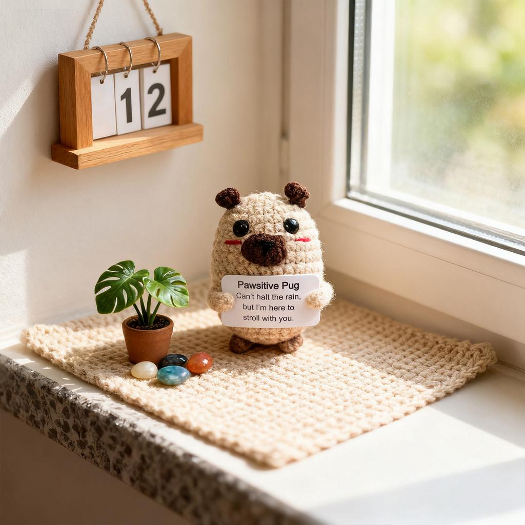 Crochet , Animals Cute Knitted Dog Toys Luck Gifts Support Knitted Present Knitted Doll Holding Support Card For Emotion