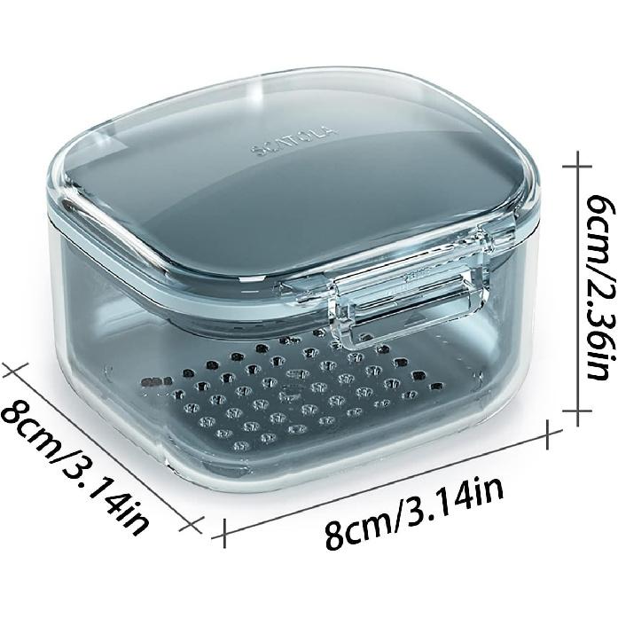Denture Bath Case Cup Box Portable Denture Holder Storage Soak Container for Travel Cleaning, Mouth Guard Night Gum Retainer False Holder Case for