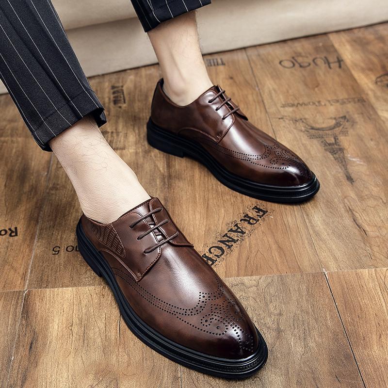 Роскошные брендовые мужские кожаные модные туфли — фото 4