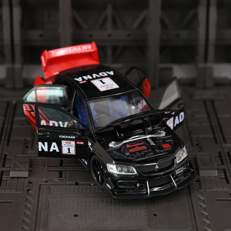 cwtnuk1 1:32 Simulation Mitsubishi EVO 9 Racing Car Model 6 Doors Openable Sound Light Pull Back Alloy Vehicle Toy Kids Gift Decoration