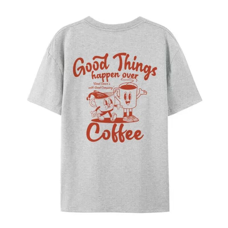 2025 Women's 90s Retro Coffee Inspired T-shirt Hippie Fun Caffeine Lover Cute Retro Pattern for Men and Women