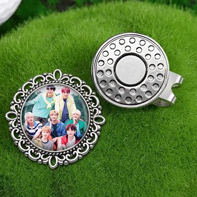 Group Photo Golf Hat Clip, Magnetic Ball Marker with Vintage Frame, Kpop Fans Golf Accessory