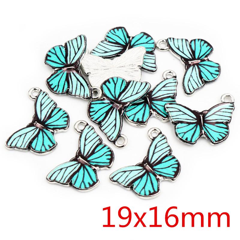 10pcs 21x15mm 19x16mm Colorful Butterfly Charms Pendant Enamel Metal Charms Necklace Bracelet DIY Jewelry Making Accessories
