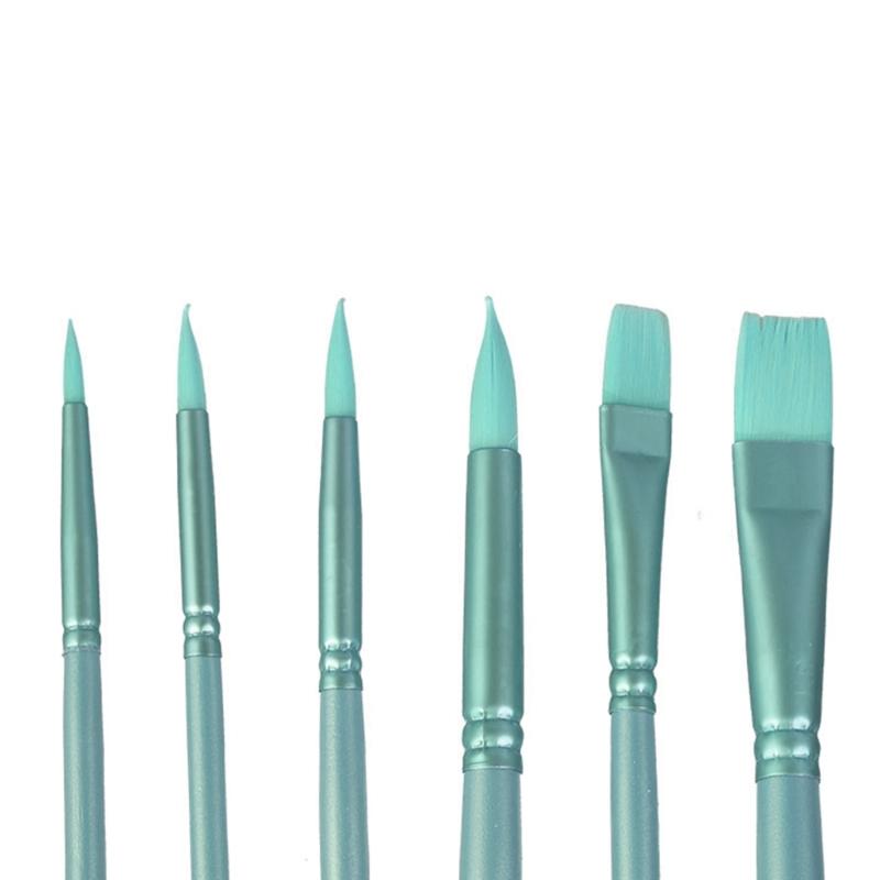 6 Stück Nylonborsten Pinsel Aquarellmalerei Pinsel für Gouache Acryl Öl Aquarellmalerei Künstler Pinsel