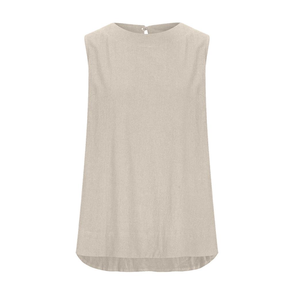 2024 Women's Plus Size Sleeveless Cotton-Linen Casual Top
