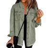 Chaqueta vaquera de moda para mujer, chaqueta informal de manga larga con botones y dobladillo fresado