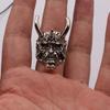 Japanese Red-faced Hannya Mask Open Ring - Dark Aged Punk Trend Jewelry for Boys
