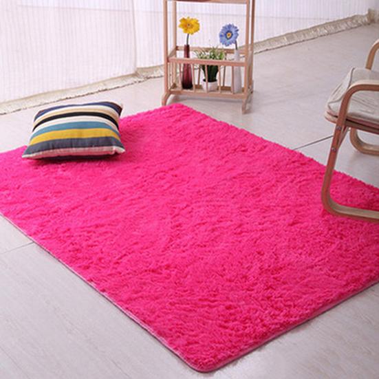 Carpet Plush Slip Resistant Polyester Solid Color Door Floor Mat for Sitting Room