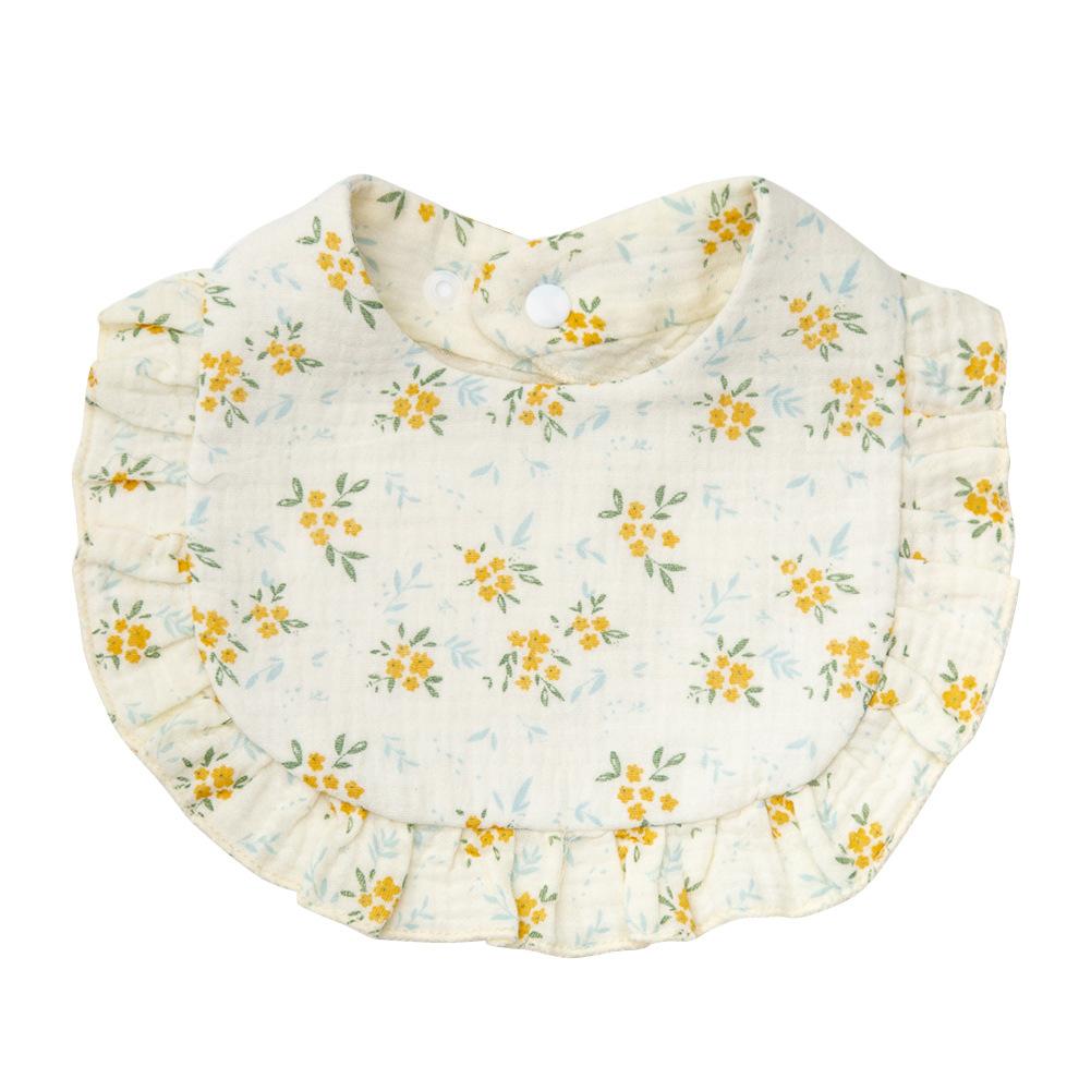 Baby Cotton Gauze Bibs With Ruffled Edge Soft Absorbent Drool Bib For Newborns Infants Toddlers Saliva Towel Burp Cloth