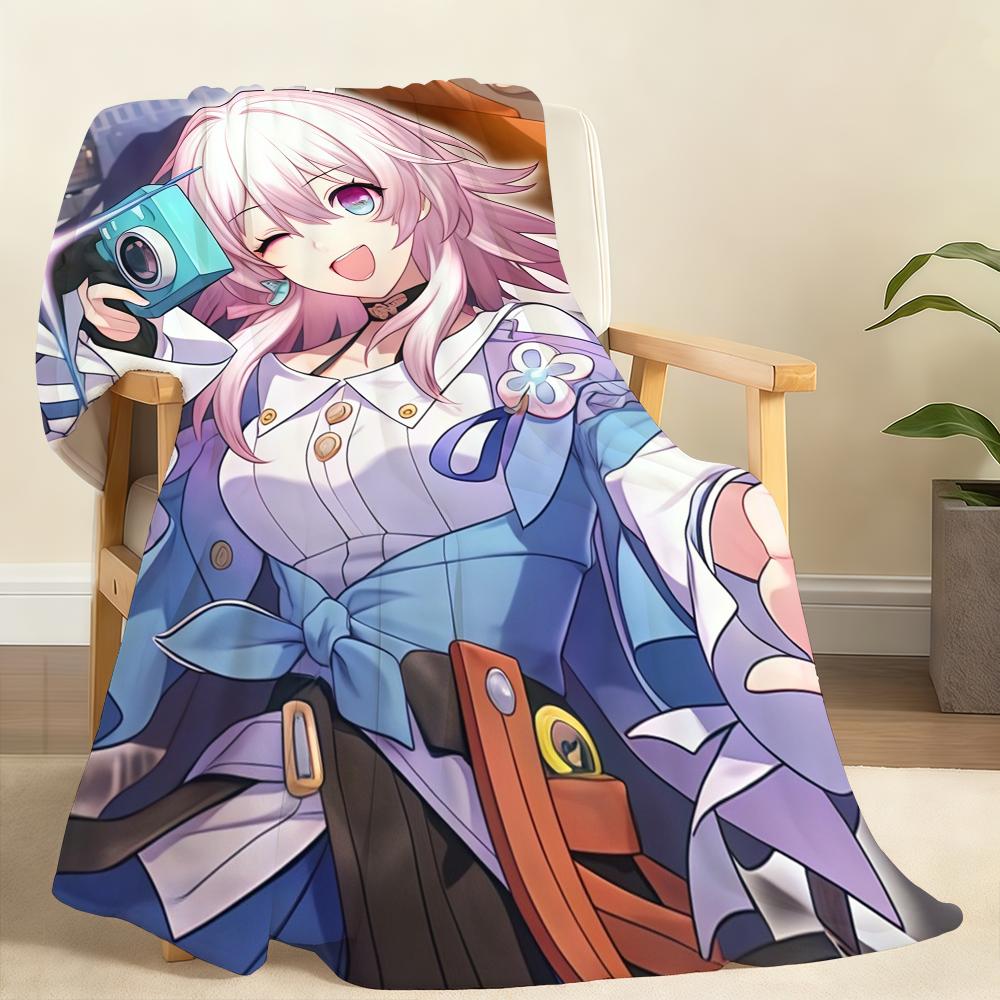 Hot Game Honkai Star March 7th Blanket Soft Throw Blanket for Home Bedroom Bed Sofa Picnic Travel Office Rest Cover Blanket Gift
