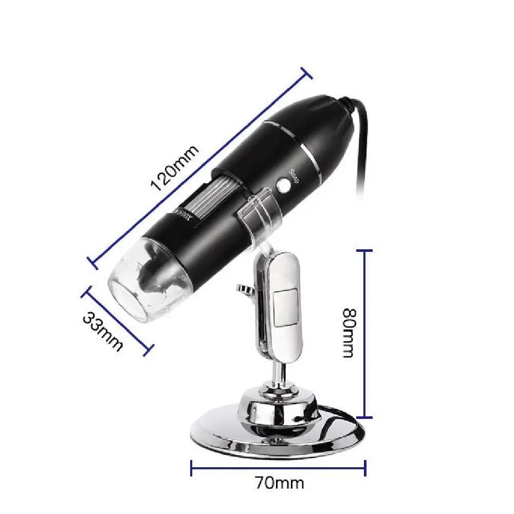 1600X Magnification Digital Microscope Camera 8 LED Lights Adjustable Stand USB Digital Microscope Type-C Interface 3in1