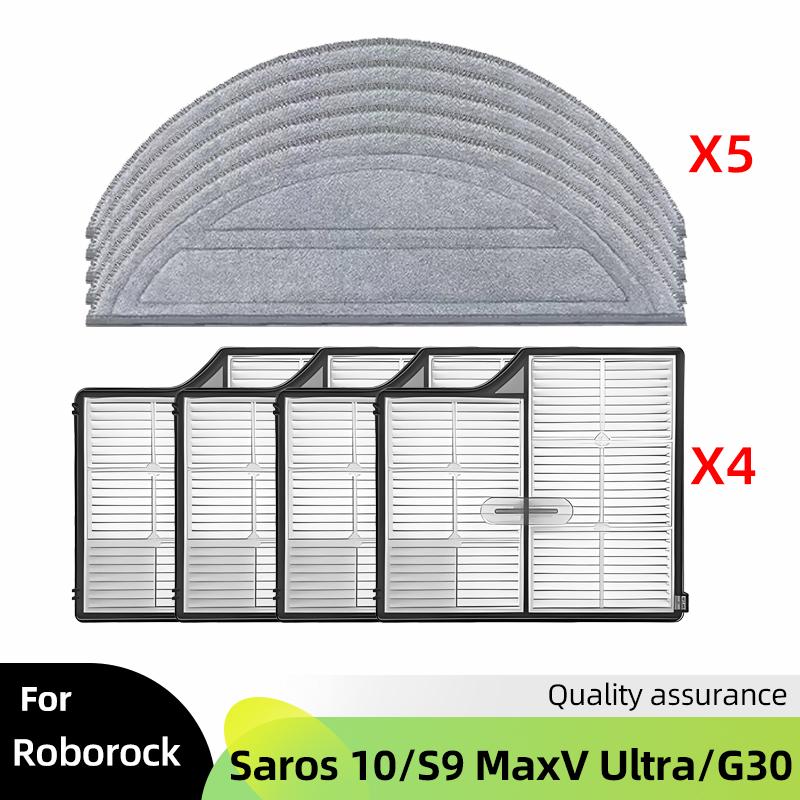 Fit For ( Roborock Saros 10 / S9 MaxV Ultra / G30 ) Vacuum Parts Main Roller Side Brush HEPA Filter Mop Cloth Dust Bag