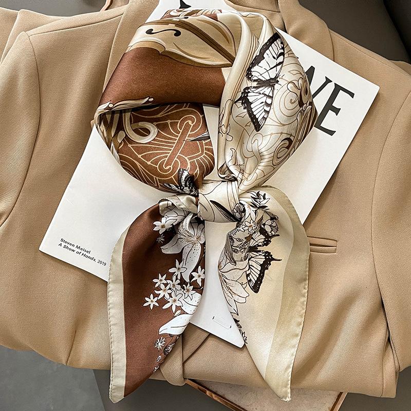 Elegant Floral Scarf for Lady Fashion Square Silk Neck Kerchief Bandana Foulard Soft Hairbands Women  New Bufanda