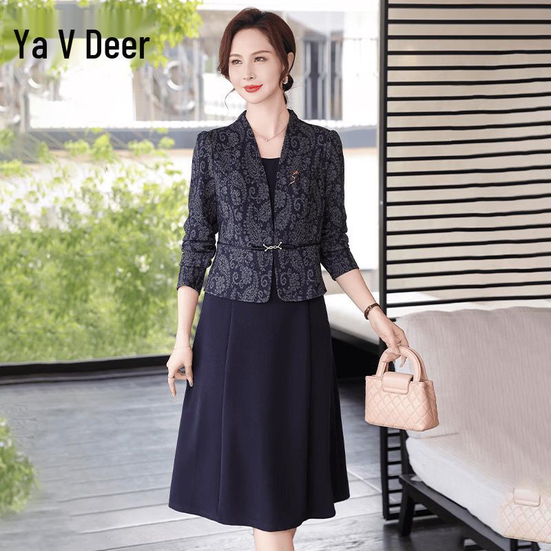 Yalu Women's Faux Two-Piece Long-Sleeve Slim Dress