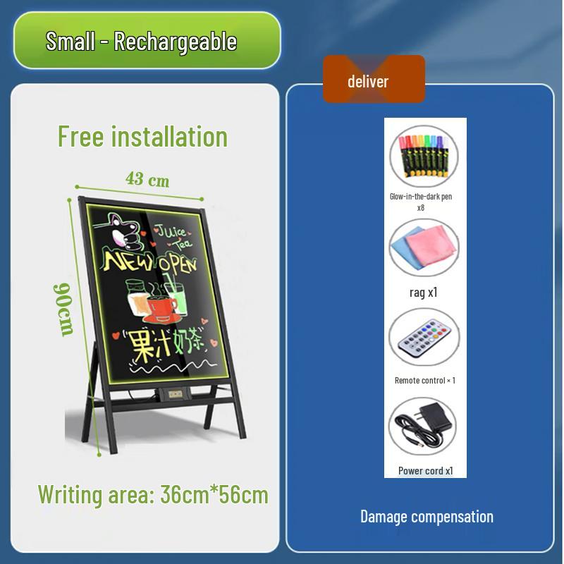 Small Luminous Blackboard Display Stand for Shop Advertising and Handwritten Signage